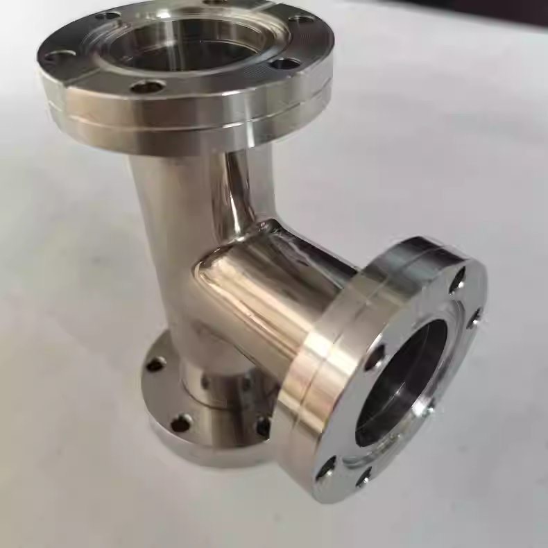 Non-standard customized CF60 tee 304 stainless steel vacuum cutter head reducing pipe connection -two